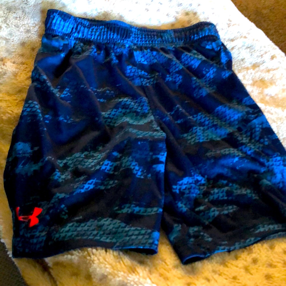 Boys UA shorts. Light and navy blue